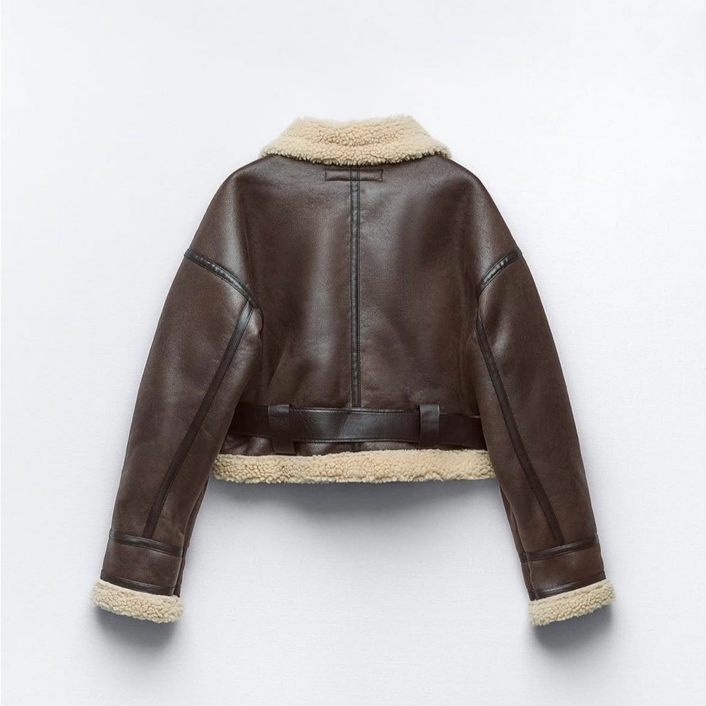 Zara Double Faced Short Shearling Jacket - Picture 5 of 8